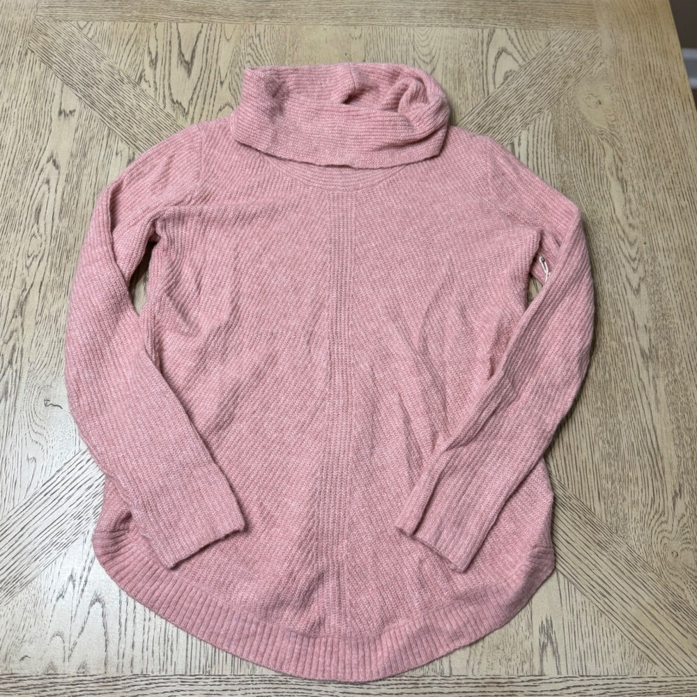 Tahari Medium Pink Cowl Neck Sweater Ribbed Knit Pullover NWT
